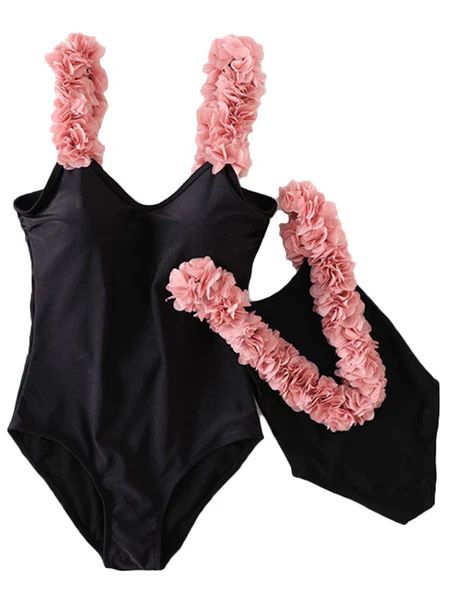 'Eve' Pink Feather Trim Swimsuit | Goodnight Macaroon