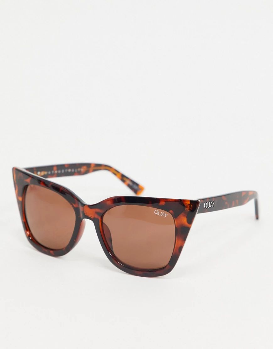Quay Australia Harper cat eye sunglasses in tort-Brown | ASOS (Global)