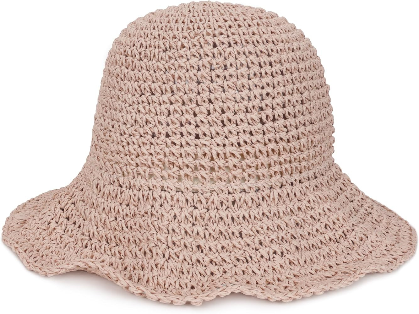 Womens Crochet Straw Sun Hat with Wide Brim \u2013 Soft Foldable Floppy Beach Hat for Summer | Amazon (US)