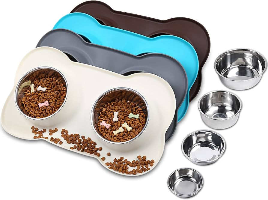 Vivaglory Dog Bowls Stainless Steel Water and Food Puppy Cat Bowls with Non Spill Skid Resistant ... | Amazon (US)