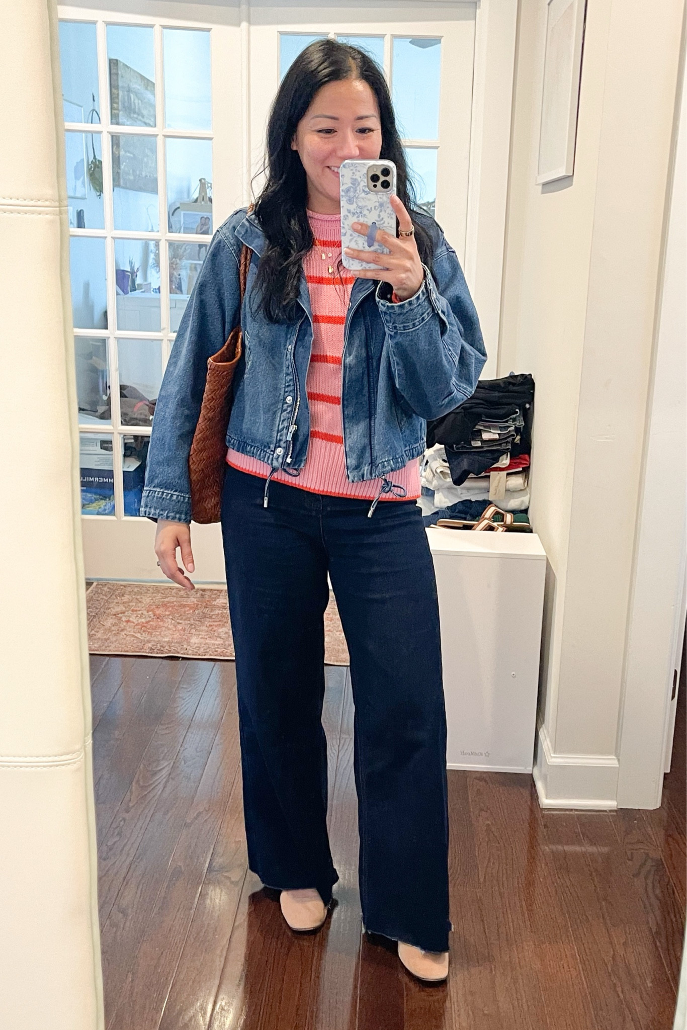 Size XS jacket
Side small sweater
Sizes small jeans
Flats are true to size


#LTKSeasonal #LTKOver40 #LTKootd