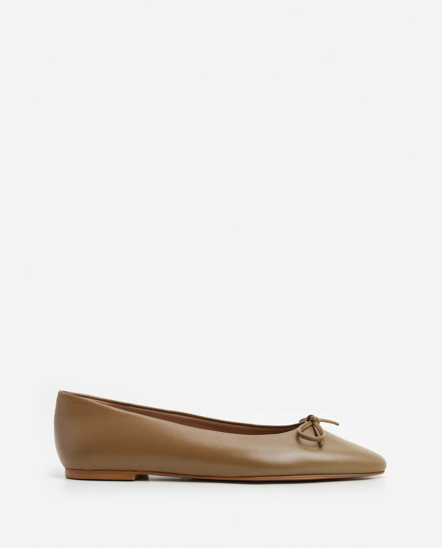 Bodil Leather Olive Ballet Flats | Flattered