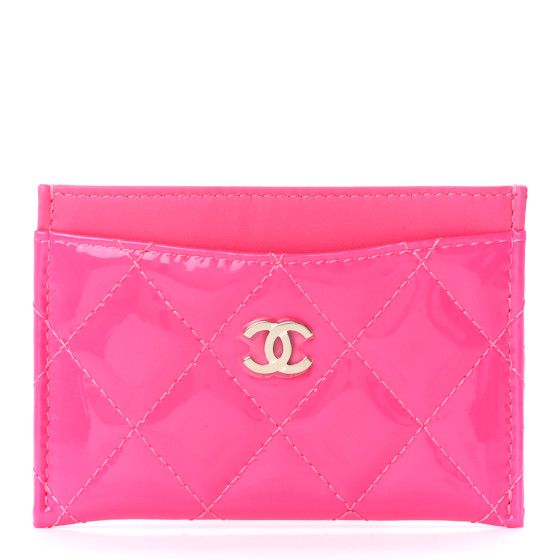 Patent Quilted Card Holder Pink | FASHIONPHILE (US)