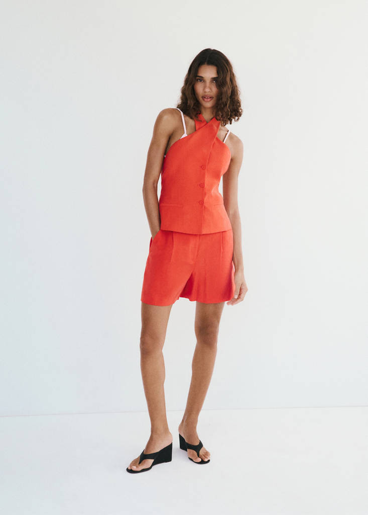 Crossed lyocell vest clementine - Women - M - MANGO | Mango (US/MX/AU)