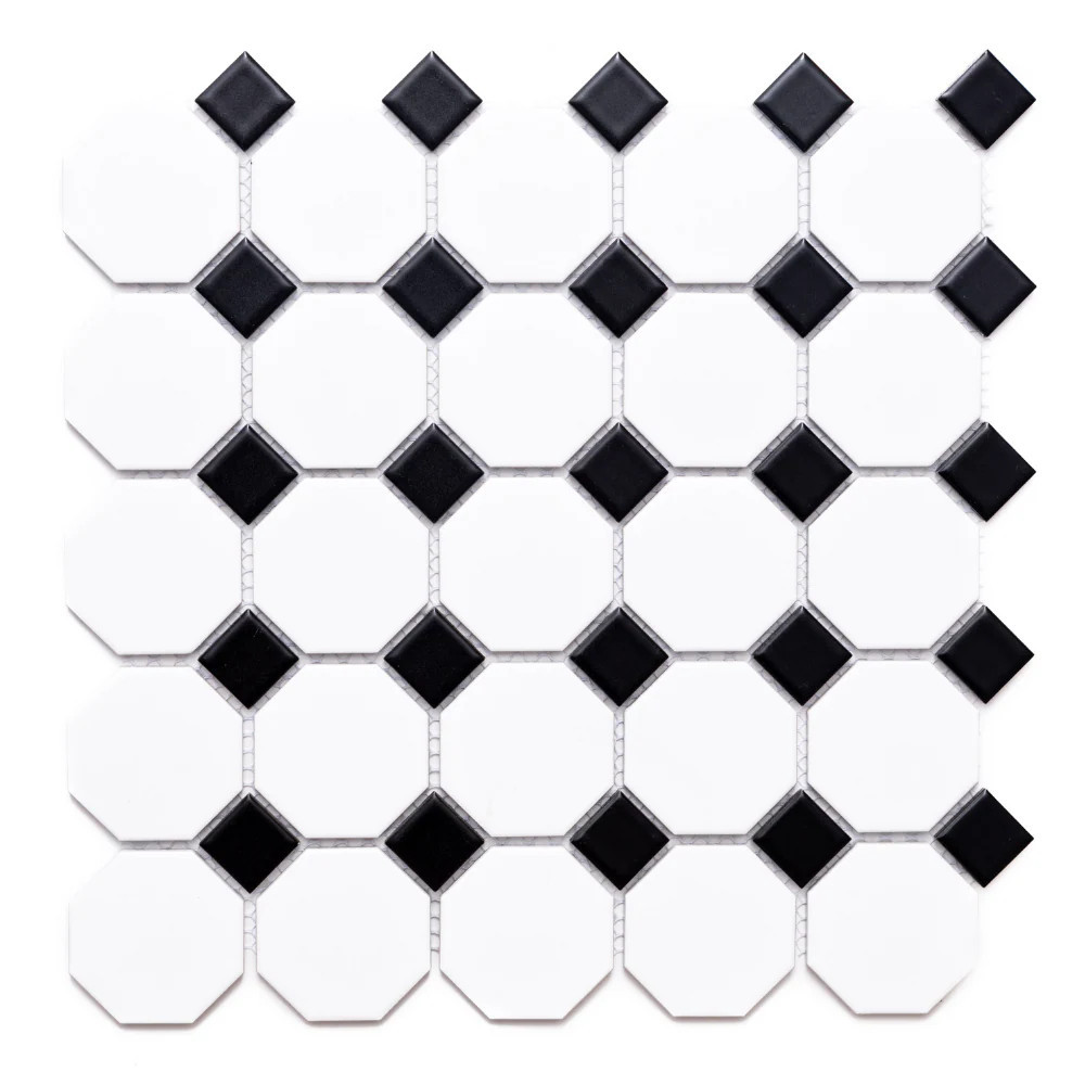 The Tile Life Sample- Check Black/White 4-in x 4-in Matte Porcelain Floor and Wall Tile | SOCTA0101BW | Lowe's