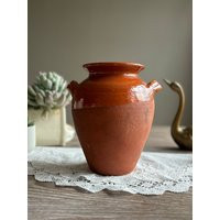 Vintage Terracotta Pot With Handles, Glazed Clay Pot, Earthenware Jug, Primitive Home Decor, Country Farmhouse Antique Style, Rustic | Etsy (US)