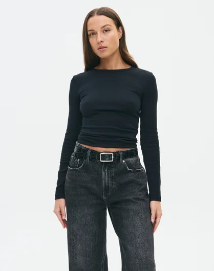 Cotton Crew Neck Longsleeve Top | Glassons (Australia)