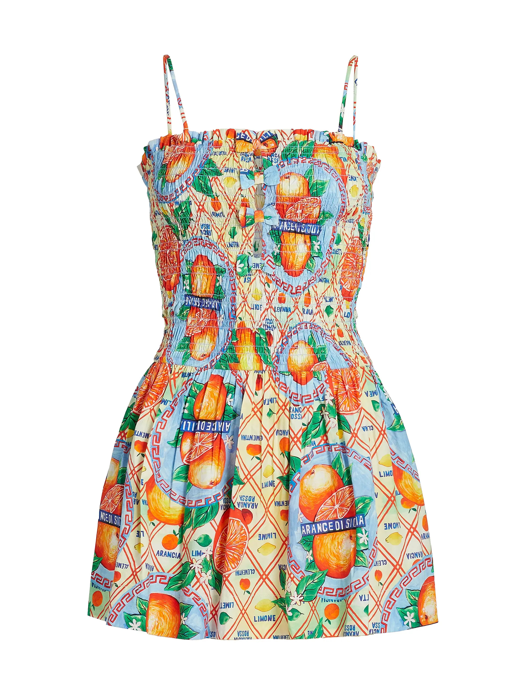Damson Madder Fleur Shirred Mini Dress | Saks Fifth Avenue | Saks Fifth Avenue