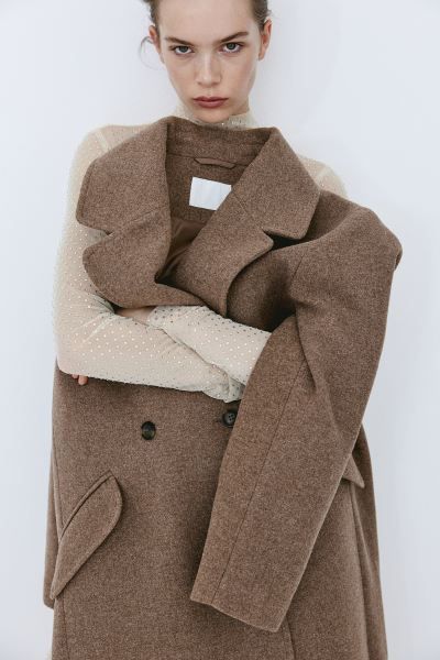 Double-breasted Coat - Brown - Ladies | H&M US | H&M (US + CA)