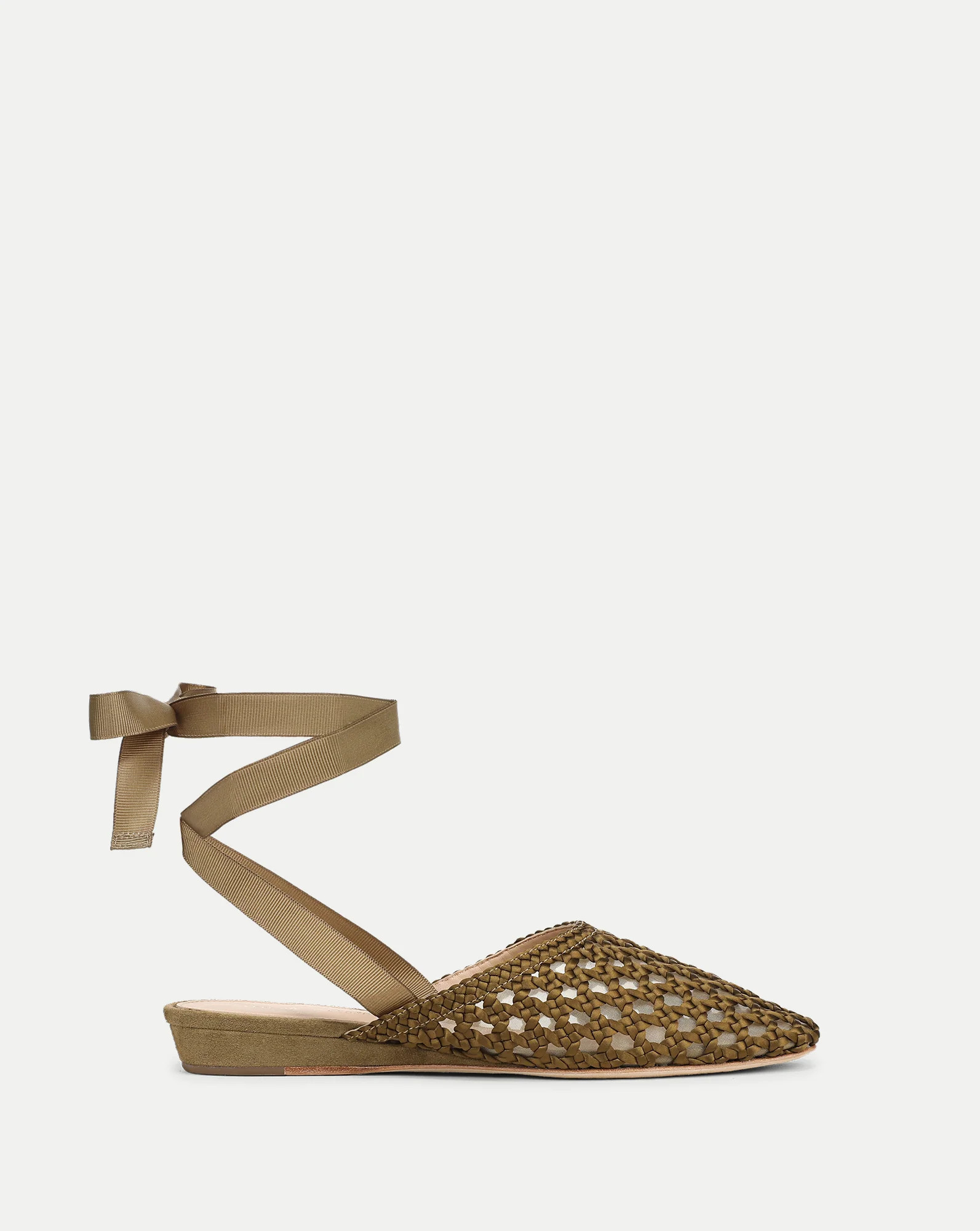 Malia Woven Satin Mule in Fennel Green | Veronica Beard | Veronica Beard