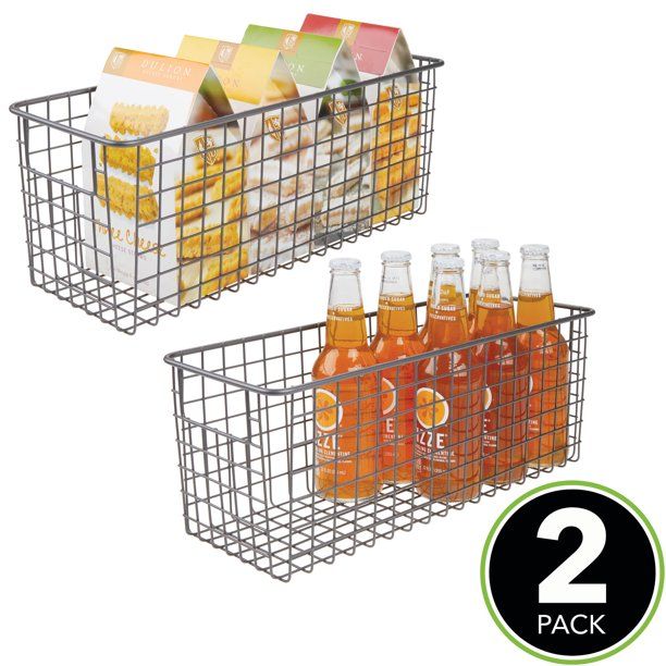 mDesign Metal Wire Food Storage Tapered Basket Organizer with Handles for Organizing Kitchen Cabi... | Walmart (US)