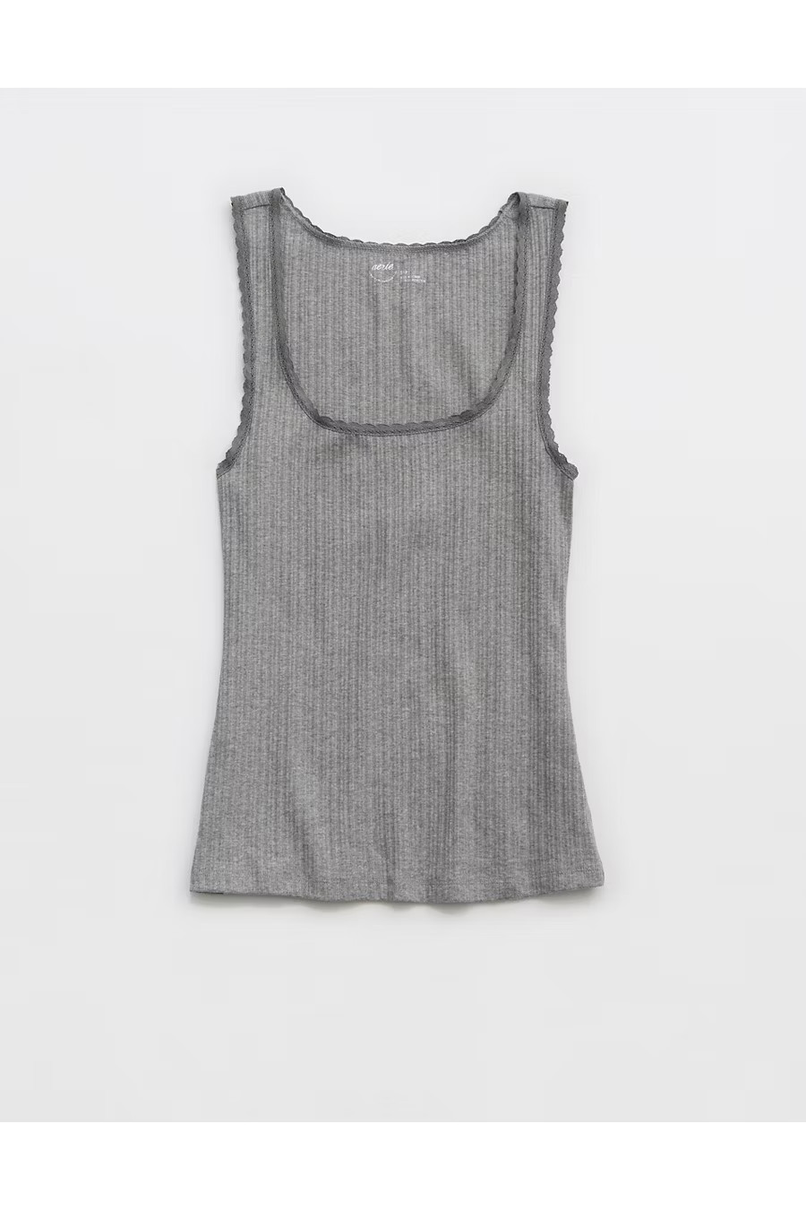 Aerie Ribbed Scoop Neck Tank Top Women's Dark Heather Gray S | Aerie
