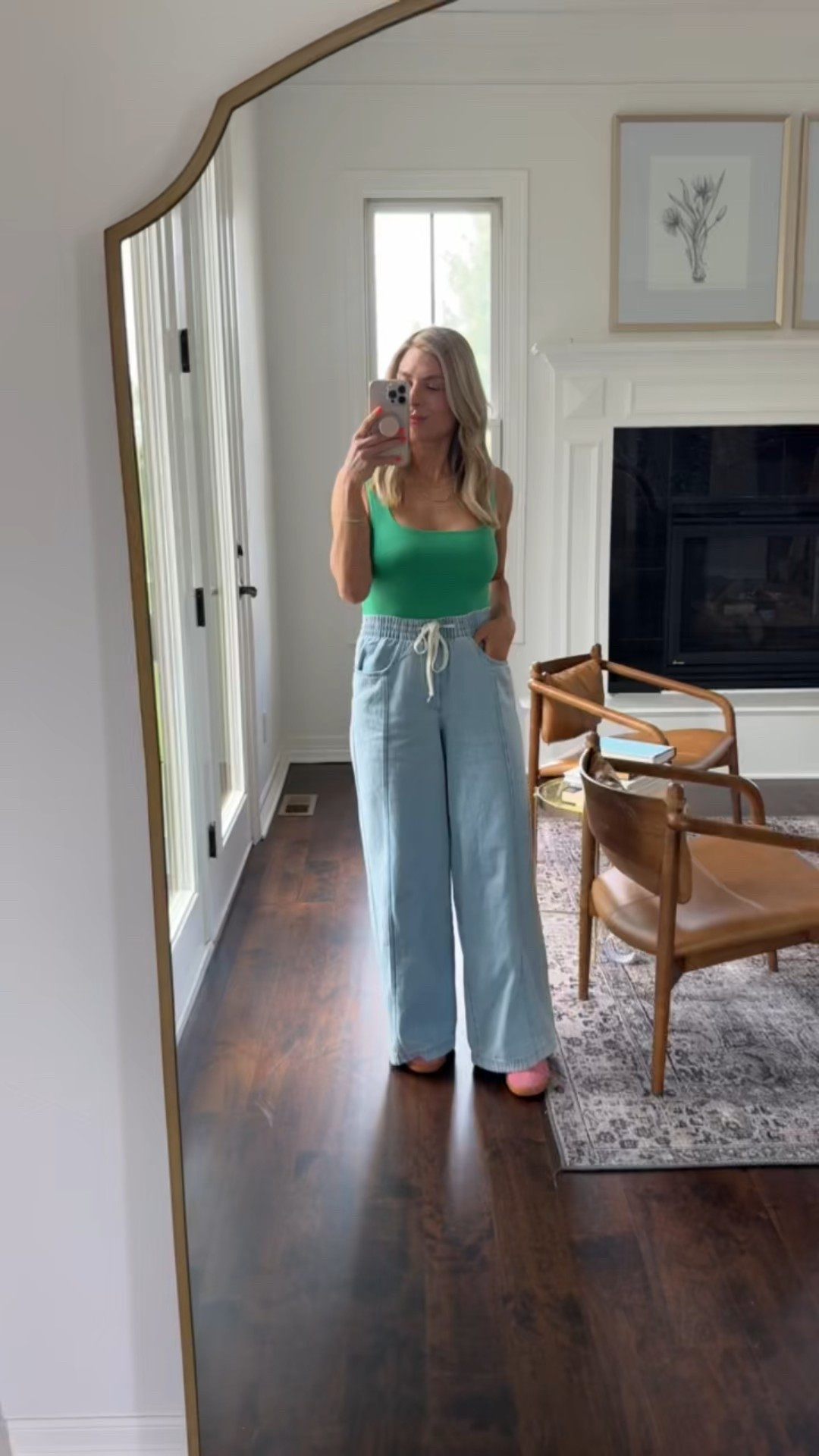 Todays fit! These drawstring wide leg jeans from Target are SO good for the price! Run grab them before they sell out! Paired with my favorite Adidas Gazelles and tank from Aritzia! Wearing my go to Cakes for the girls. Use code NICKI10
M in top 
S in jeans 

#LTKSeasonal #LTKFindsUnder100 #LTKFindsUnder50 #LTKSaleAlert #LTKStyleTip #LTKSummerEdit