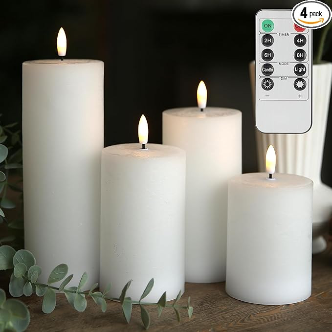 LUSHABOR Flameless Candles, 4 Pack Battery Operated Candles with Remote, Real Wax LED Fake Candle... | Amazon (US)