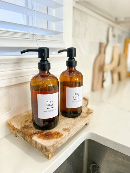 Kitchen accessories like these amber glass soap dispensers are a great way to decorate your home on a budget. Also includes the labels. 

#LTKstyletip #LTKhome #LTKunder50