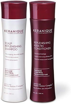 Keranique Damaged Hair Shampoo and Conditioner Set for Hair Repair and Growth with Biotin and Ker... | Amazon (US)