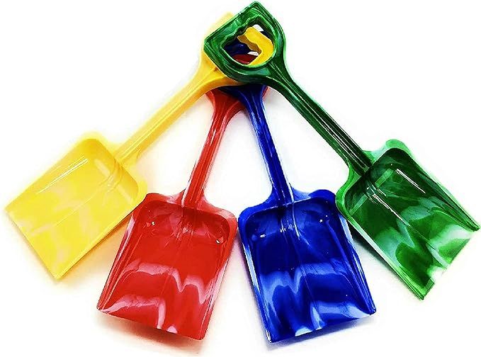 Matty's Toy Stop 10" Plastic Sand Shovels for Kids (Red, Blue, Green & Yellow Swirl) Complete Gif... | Amazon (US)