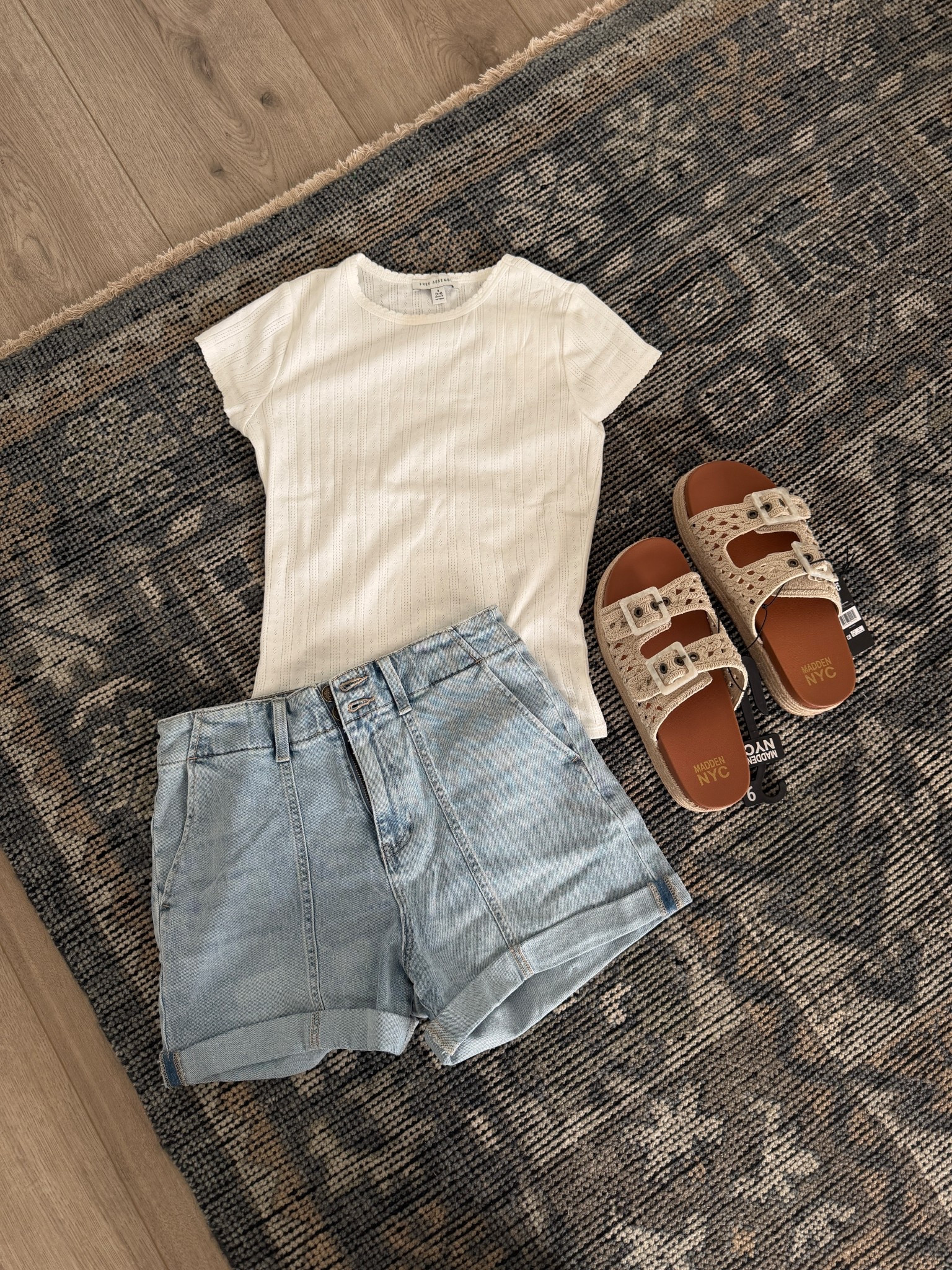 Sharing some Walmart finds this weekend and had to share this cute + simple outfit with you before it sells out! This pointelle tee is adorable and only $12! These are going to be my go-to jean shorts this summer, also bought them in white. Bought my true sizes - S in the shirt and 4 in the shorts. 

#LTKmomlife #LTKootd #LTKSeasonal