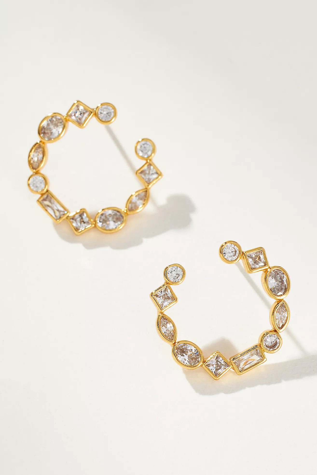 Open Circle Mixed Stone Hoop Earrings | Anthropologie (US)