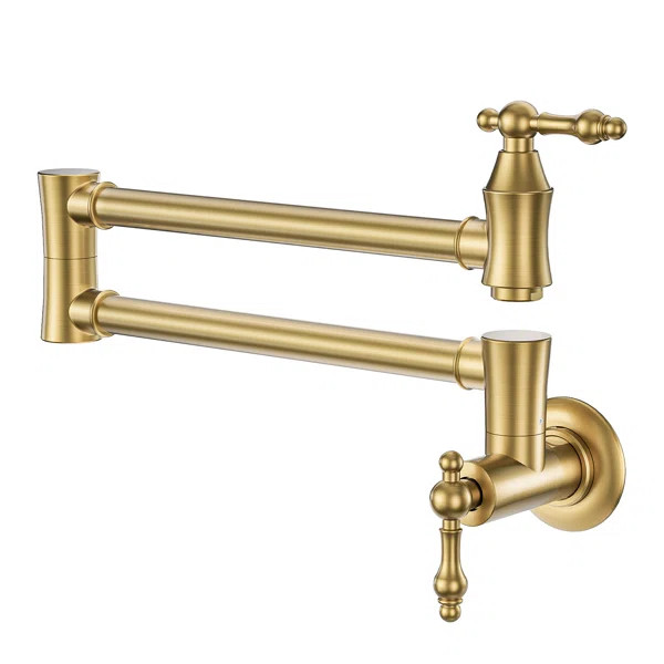 ARCORA Wall Mounted Pot Filler Brass Folding Kitchen Faucet with 2 Handles | Wayfair North America