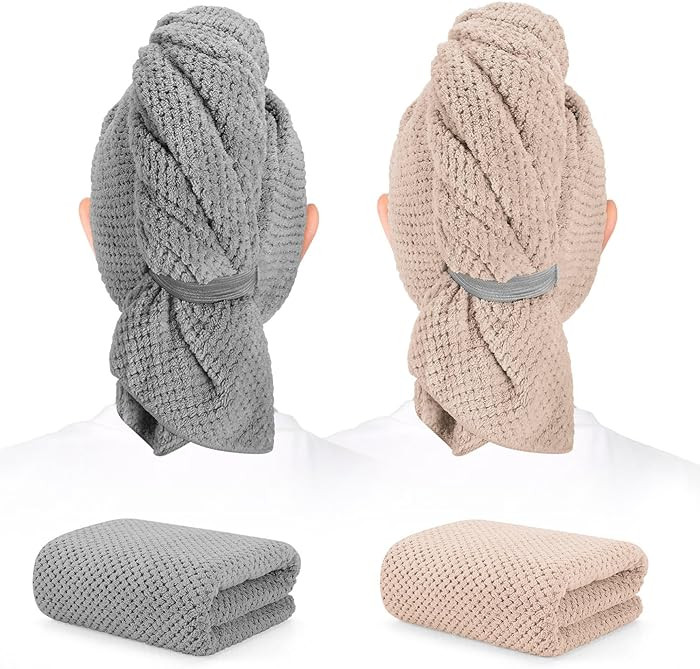 BEoffer 2 Pack Microfiber Hair Towel - 41 x 24 inches Super Soft, Absorbent, Fast Drying Without ... | Amazon (US)