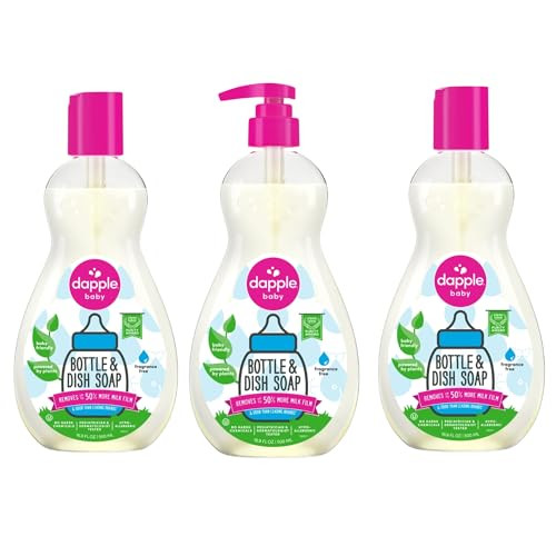 Dapple Baby Bottle Soap, Hypoallergenic Dish Soap for Baby Bottles, Powered by Plants, 1 Pump Included, Packaging May Vary, Fragrance Free, 16.9 Fl Oz (Pack of 3) | Amazon (US)