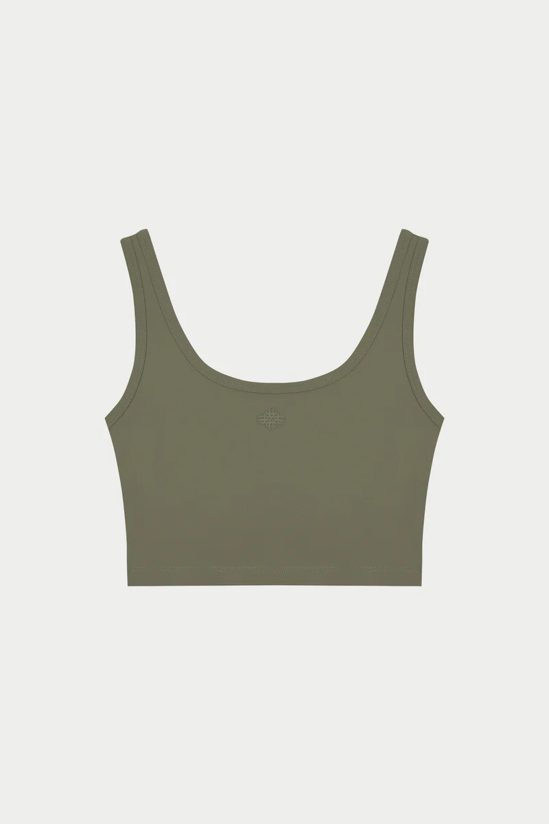 SCULPTING STRETCH EMBLEM SPORTS BRA - KHAKI | The Couture Club