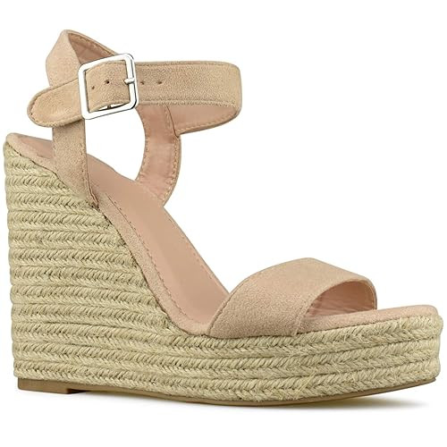 Premier Standard - Women's Peep Toe Front Zipper Espadrille Wedge Sandals | Amazon (US)