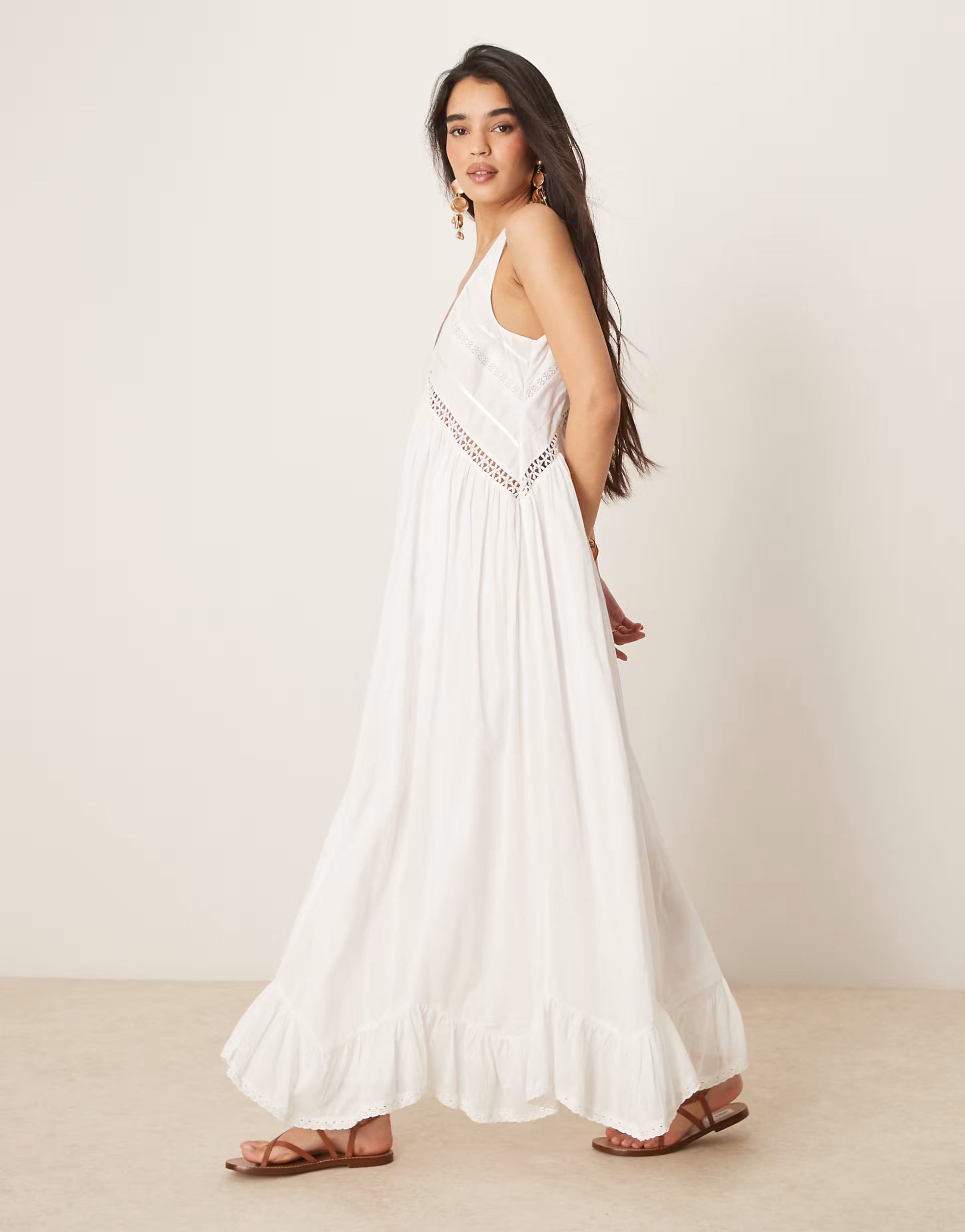 ASOS DESIGN handkerchief hem maxi dress with scoop neck in white | ASOS | ASOS (Global)