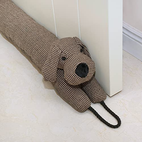 Marwood Under Door Draft Stopper Decorative Wind Stopper 36 inch for Door & Window, Weighted Animal Air Draft Stopper Snake Noise Blocker for Bottom of Door with Hanging Loops - Brown Dog | Amazon (US)