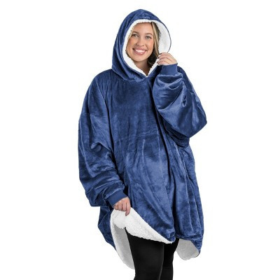 Adult Dark Blue Fleece Wearable Blanket by Bare Home | Target
