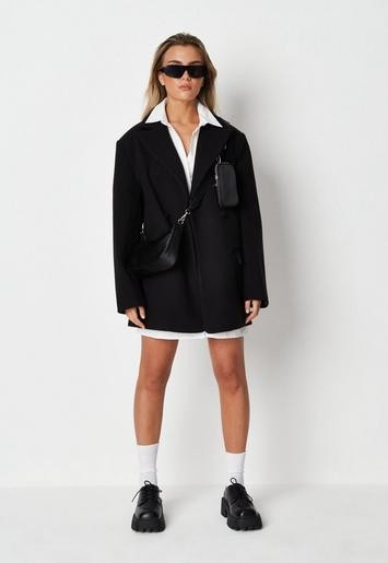 Missguided - Black Oversized Boyfriend Blazer Coat | Missguided (UK & IE)
