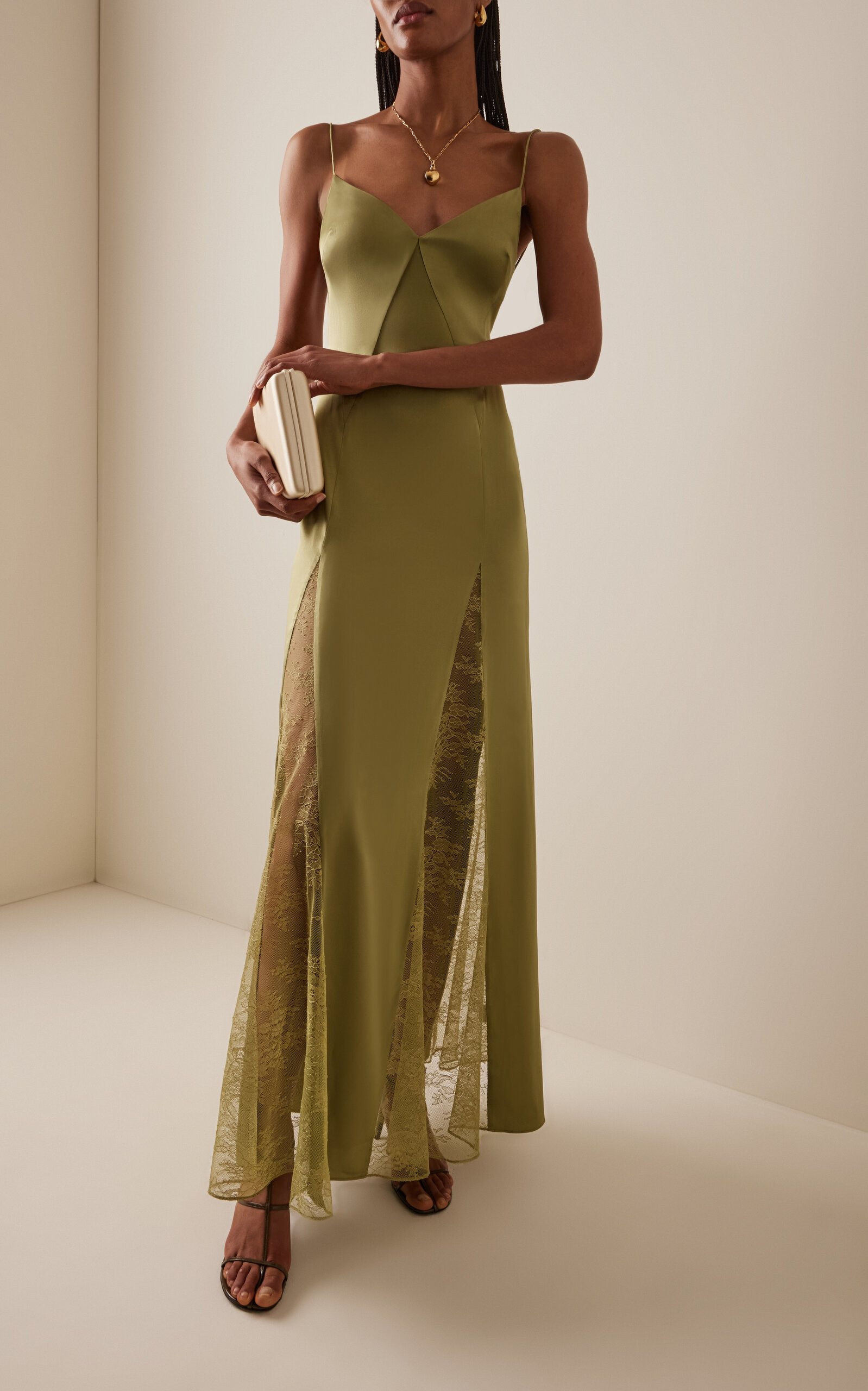 Exclusive Trinity Lace-Inset Silk Maxi Slip Dress | Moda Operandi (Global)