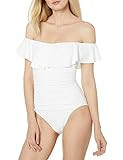 La Blanca Women's Island Goddess Off Shoulder Ruffle One Piece Swimsuit, White, 8 | Amazon (US)