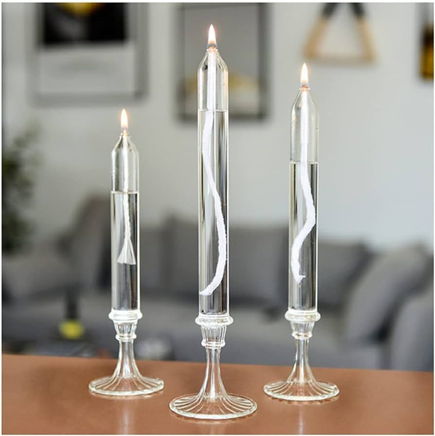 Refillable Glass Unscented Pillar Candle Gift Set of 3 - Use Alone, in a Candle Holder or Lantern... | Amazon (US)