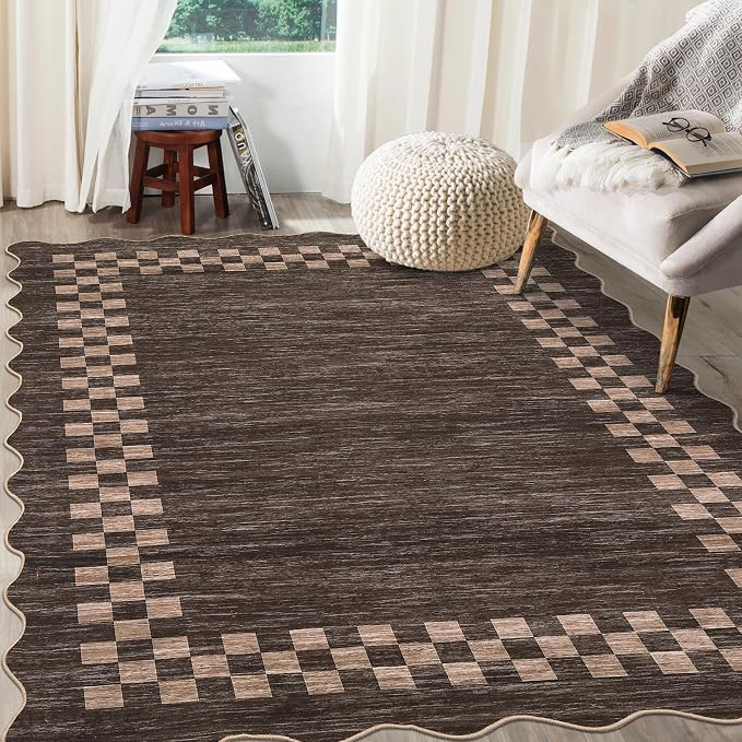 GarveeHome 8x10 Rug for Living Room Scalloped Washable Large Bedroom Rugs | Amazon (US)