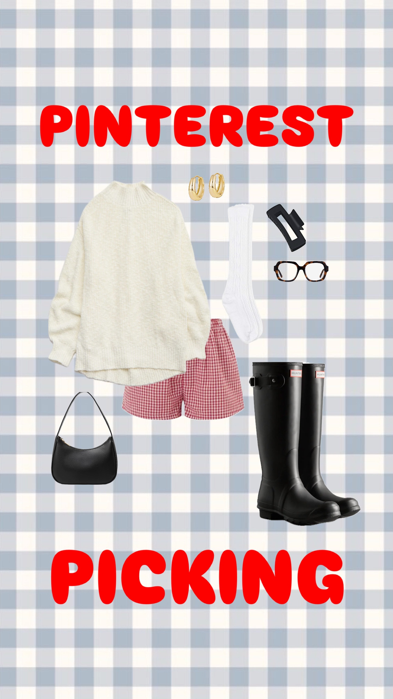 DAY ONE!!! YAY!!! today pinterest picked my OUTFIT for spring! 

sweater is thrifted aerie but linked one that is SO similar and only $30!! i would suggest sizing up for an oversized vibe! 

wearing a medium in my gingham amazon shorts! hunter boots are TTS!! 

#LTKSpringSale #LTKFindsUnder50 #LTKStyleTip