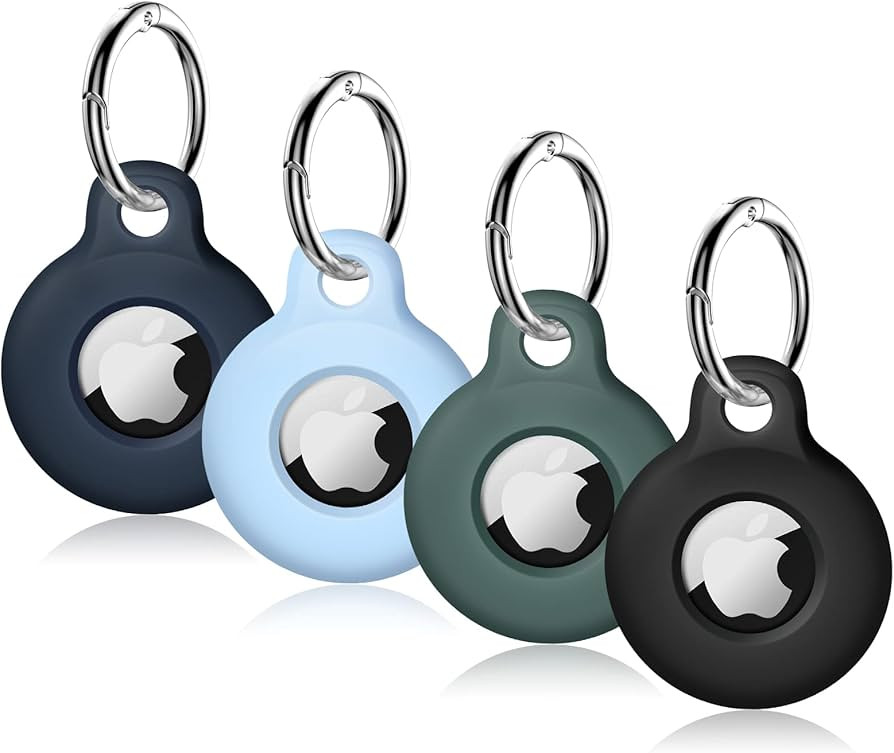 Amazon.com: 4 Pack AirTag Holder with Keychain, Soft and Light Silicone Holder for Apple Airtag, ... | Amazon (US)