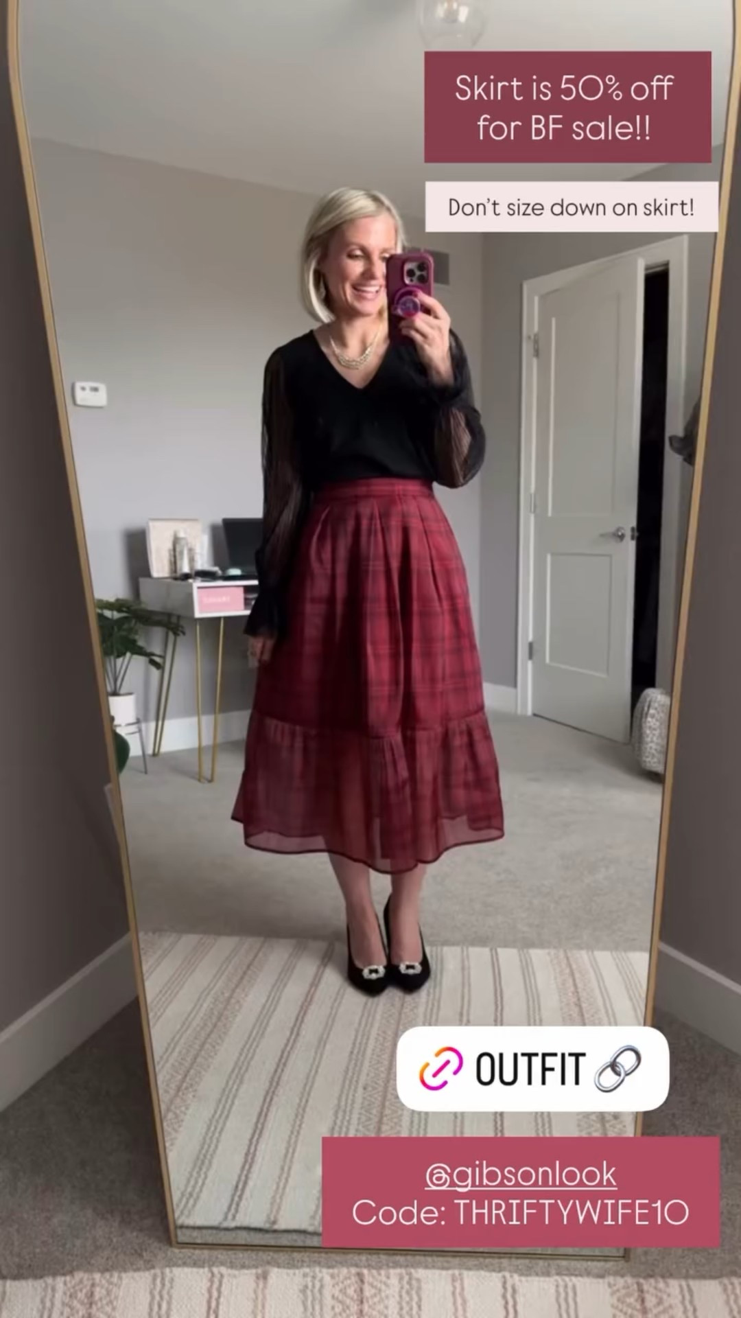 @gibsonlook 
Code: THRIFTYWIFE10 Skirt is 50% off 
for BF sale!! Don’t size down on skirt!
