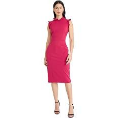 Maggy London Womens Ruffle Neck and Armhole Sheath Dress | Amazon (US)