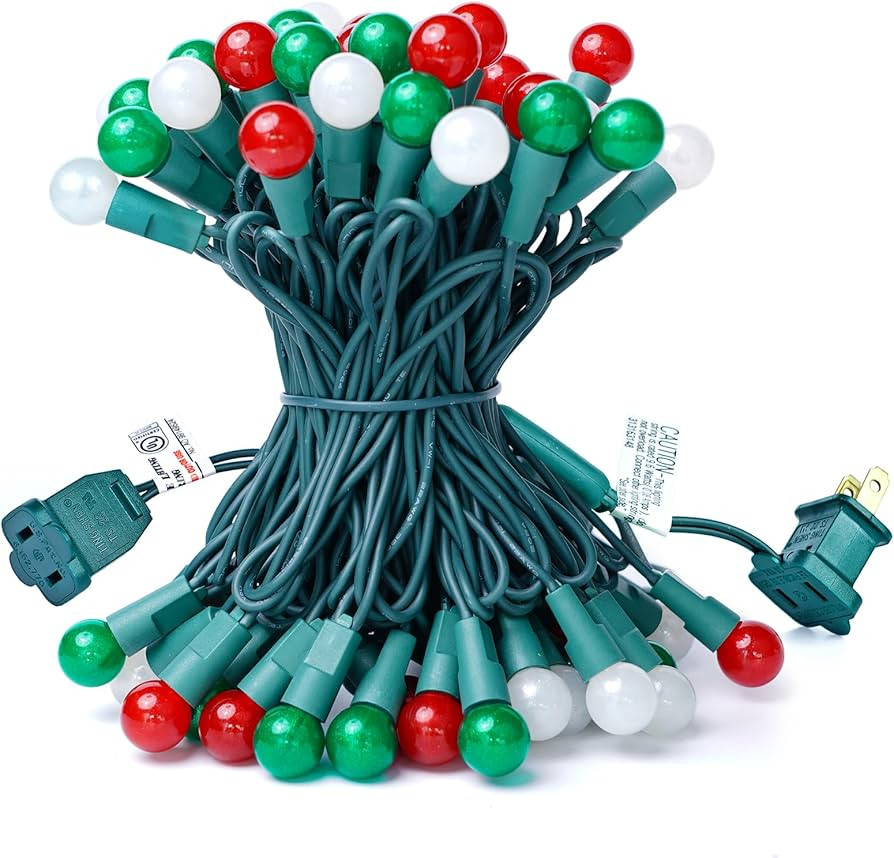 BOHON Christmas Lights Outdoor 24FT 70 LED G15 Red White and Green Globe String Lights Plug in wi... | Amazon (US)