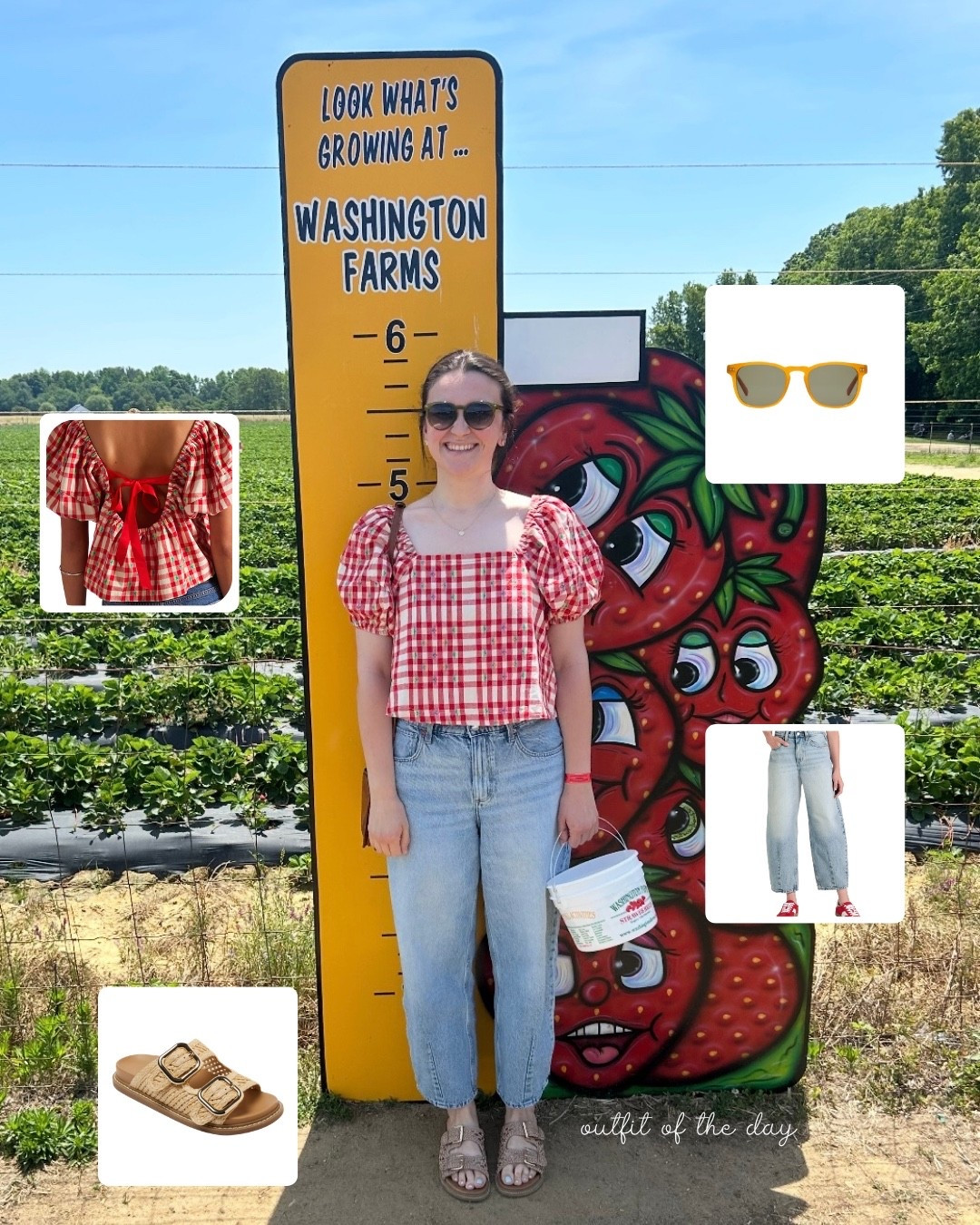 Strawberry picking outfit 🍓❤️ This might be one of our favorite casual summer looks lately. The gingham FP top is even cuter in person and the little bow back detail sold us immediately! Paired it with these relaxed barrel jeans, comfy buckle sandals, and the BEST lightweight polarized sunnies for running around in the sun all day. Everything feels cute without trying too hard which is basically our summer style goal 😂

Linking the full outfit here ⬇️ 


#LTKSeasonal #freepeople @Target @Quince

#LTKootd