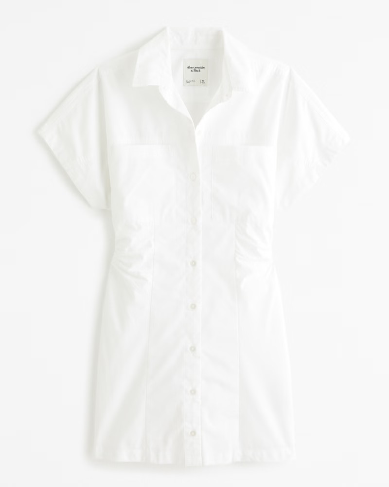 Women's Short-Sleeve Poplin Shirt Dress | Women's Clearance | Abercrombie.com | Abercrombie & Fitch (US)