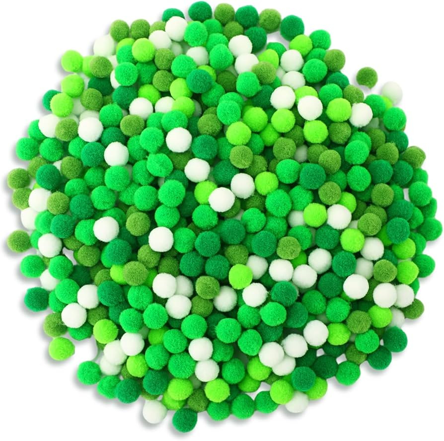 SEPGLITTER St. Patrick's Day Green Pom Poms, 1000 Pieces, Green & White, Polyester, DECORATIVE PO... | Amazon (US)