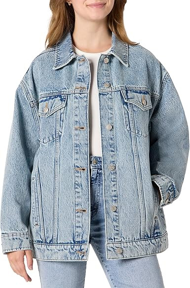 Amazon Essentials Women's Rigid Denim Oversized-Fit Trucker Jacket | Amazon (US)