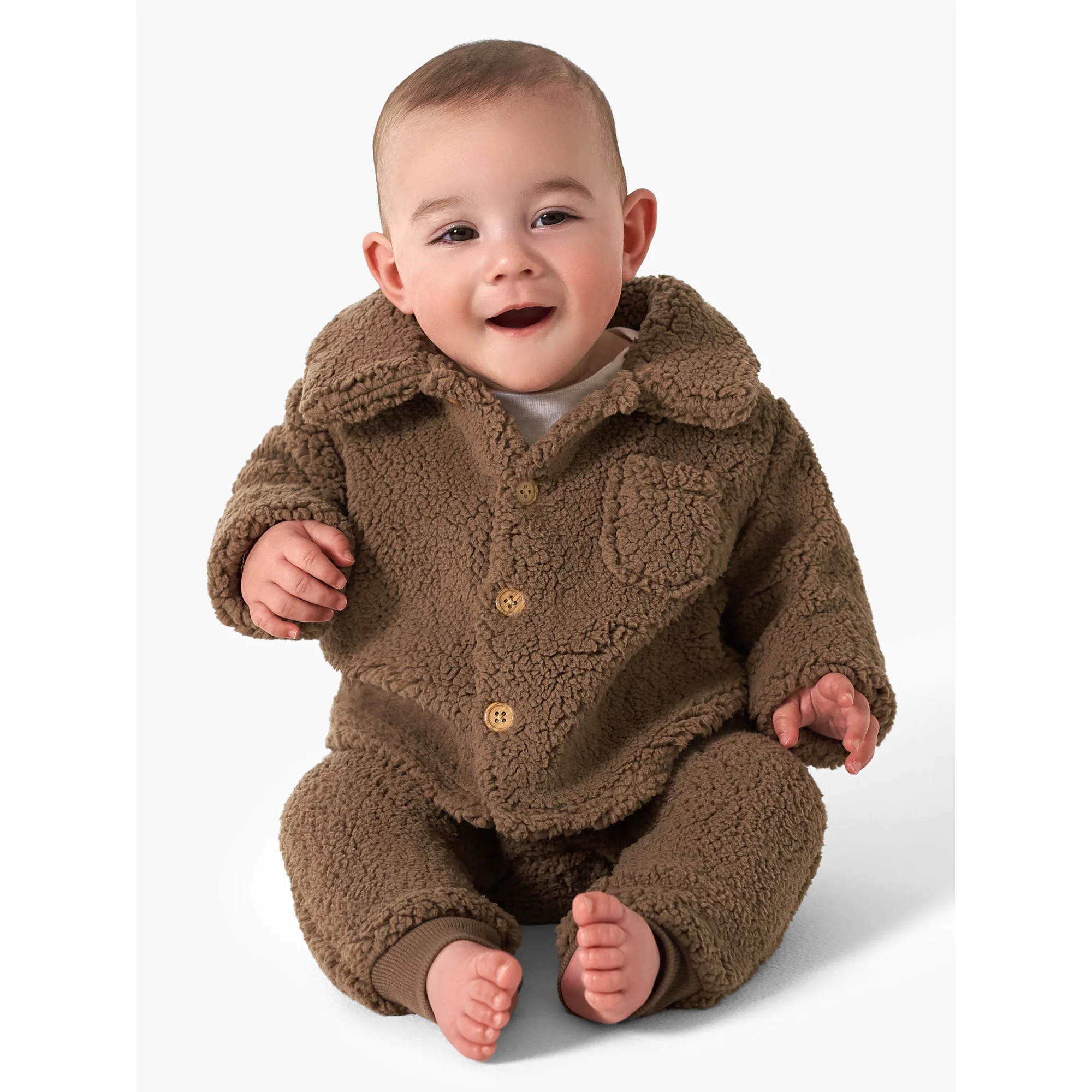 Modern Moments by Gerber Baby Boy or Girl Unisex Microplush Collared Top and Ribbed Pant Outfit S... | Walmart (US)