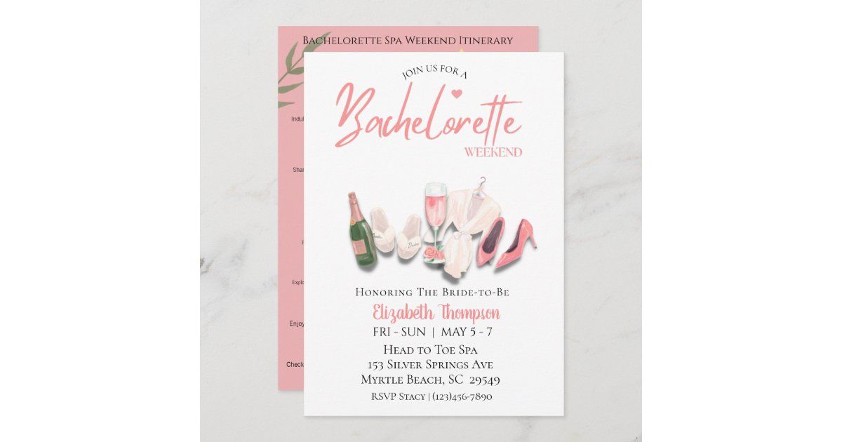 Spa Bachelorette Weekend  Bridal Shower  Invitation | Zazzle | Zazzle
