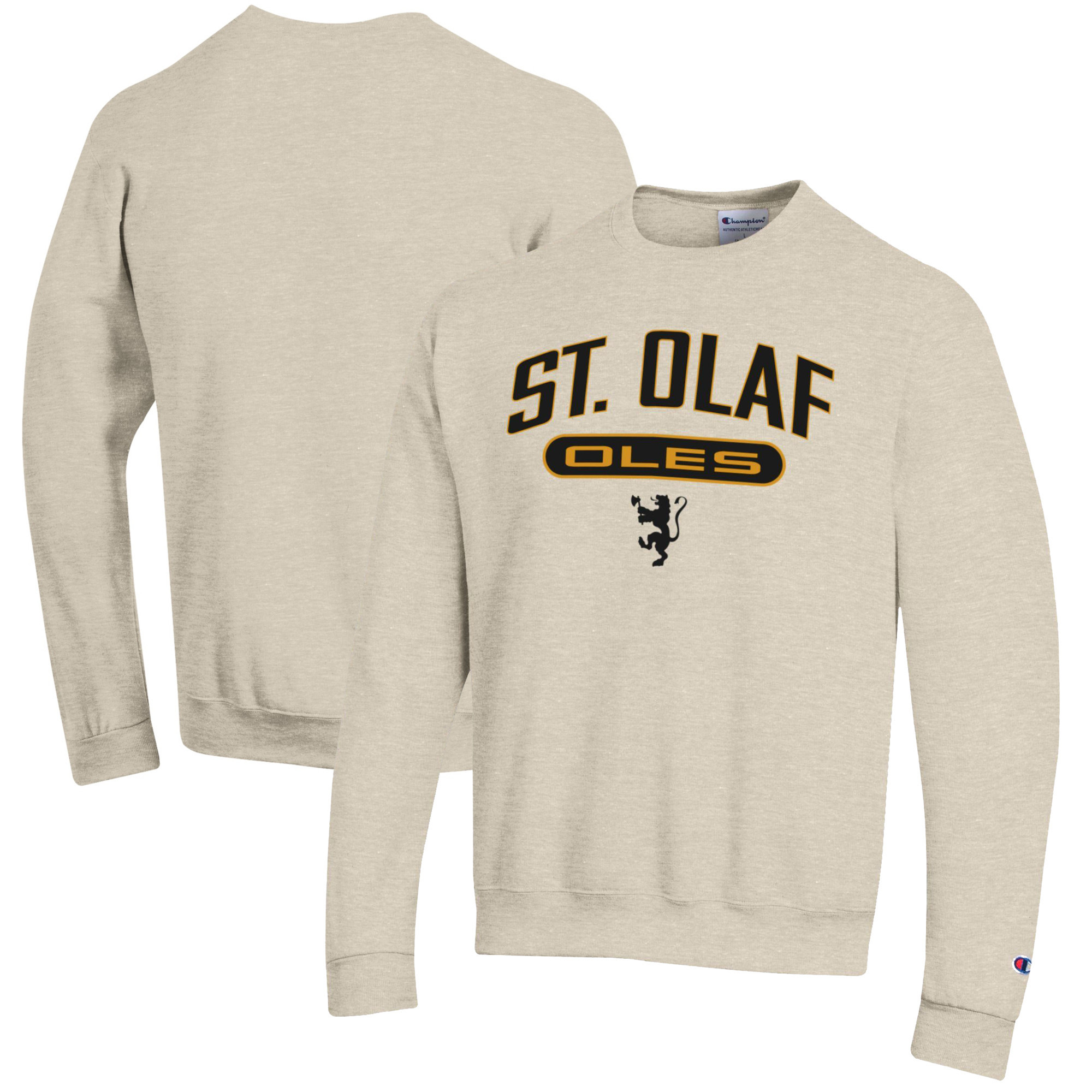 Men's Champion Heathered Oatmeal St. Olaf Oles Eco Powerblend Crewneck Sweatshirt | Fanatics
