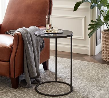Duke 16&quot; Round Metal C-Table | Pottery Barn (US)