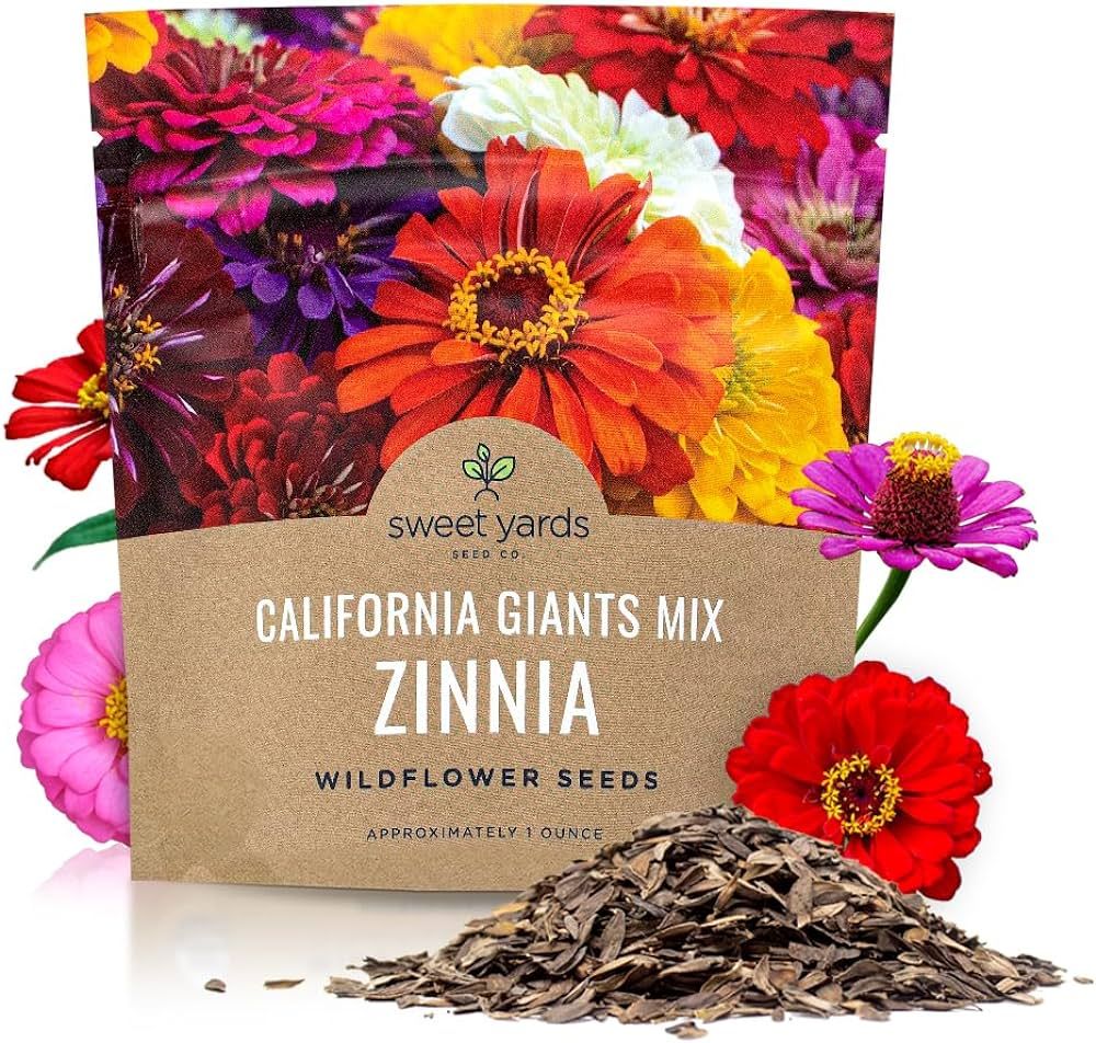 Zinnia Seeds - California Giants Mix - Large 1 Ounce Packet - 3,000 Flower Seeds - Mixed Colors a... | Amazon (US)
